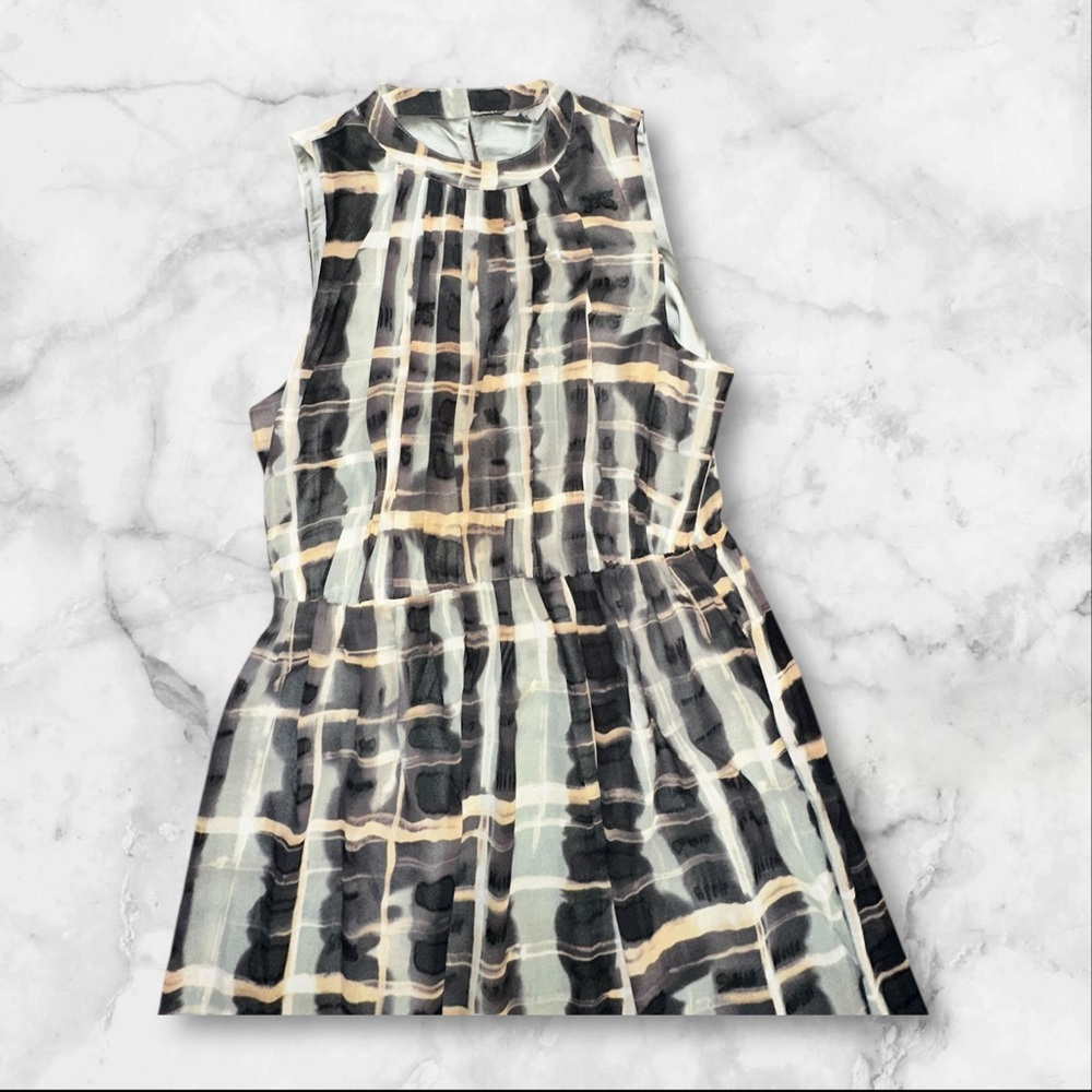 Black Cream Geometric Halter Maxi Dress High Neck Keyhole Back Workwear - Picture 6 of 8